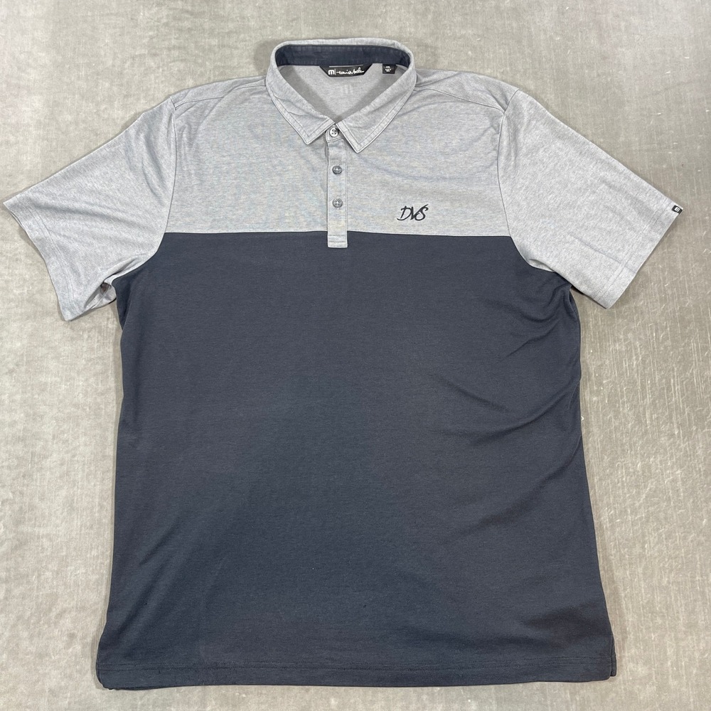 Travis Mathew Mens XXL Gray Black Two Tone Short Sleeve‎ Golf Polo Shirt